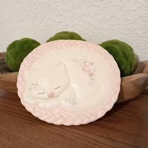 PFALTZGRAFF tea rose kitten/trivet wall hanging.No chips, cracks or crazing